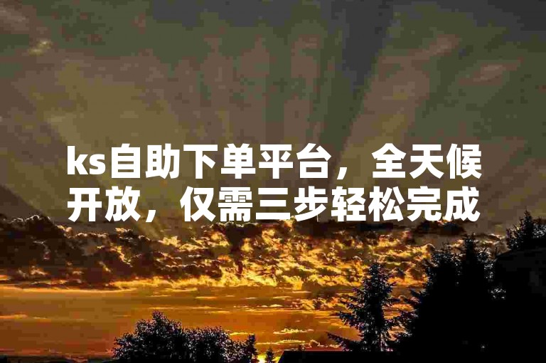 ks自助下单平台，全天候开放，仅需三步轻松完成下单。