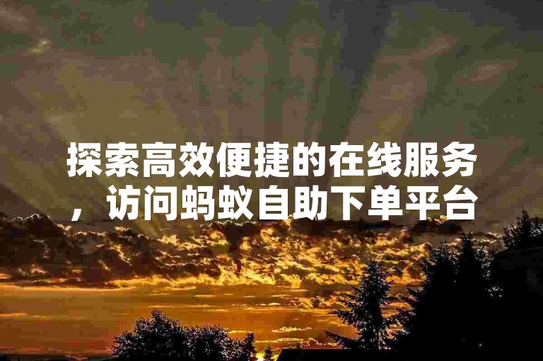 探索高效便捷的在线服务，访问蚂蚁自助下单平台网站，享受优惠的下载服务。
