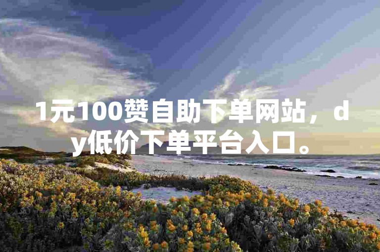 1元100赞自助下单网站，dy低价下单平台入口。