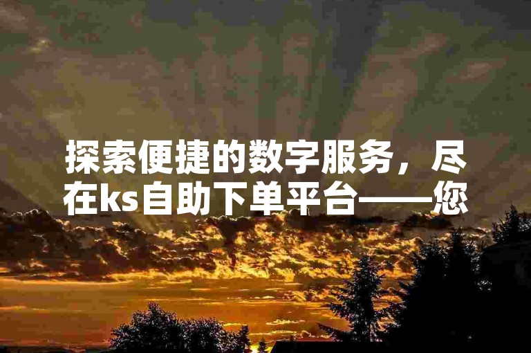 探索便捷的数字服务，尽在ks自助下单平台——您的b站卡盟首选，实现在线快速下单。