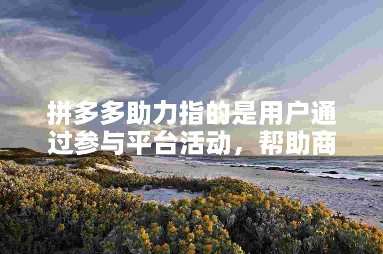 拼多多助力指的是用户通过参与平台活动，帮助商家或商品达到一定的推广目标，如分享、邀请好友等，以获得优惠或奖励。