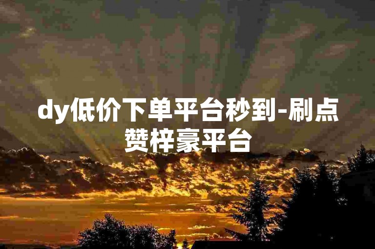 dy低价下单平台秒到-刷点赞梓豪平台
