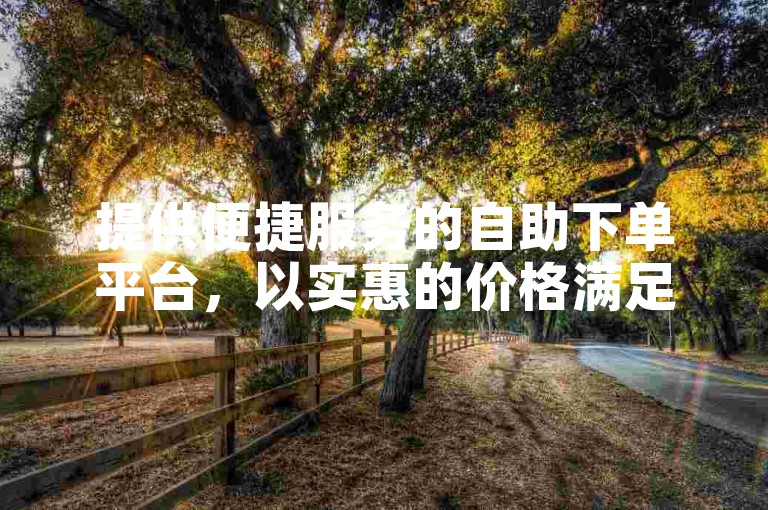 提供便捷服务的自助下单平台，以实惠的价格满足您的在线增长需求。