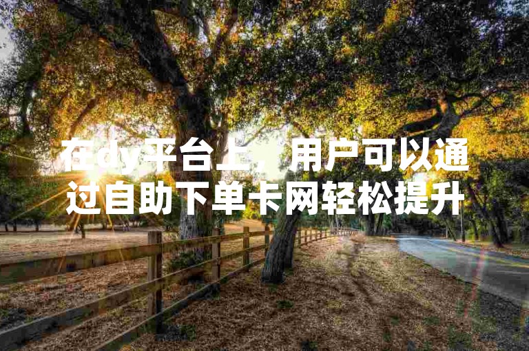 在dy平台上，用户可以通过自助下单卡网轻松提升视频播放量。