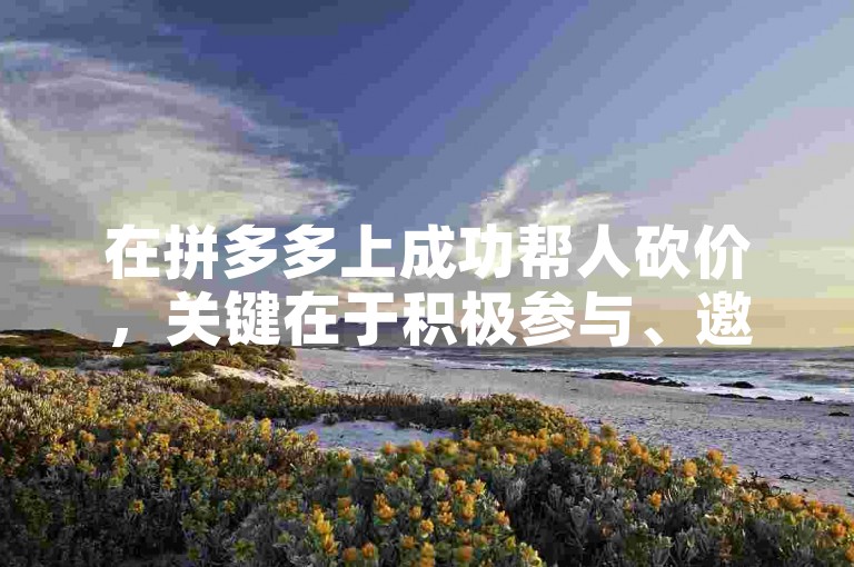 在拼多多上成功帮人砍价，关键在于积极参与、邀请足够多的好友助力，并把握每一次砍价机会。