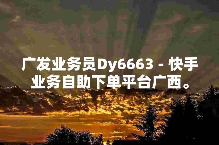 广发业务员Dy6663 - 快手业务自助下单平台广西。