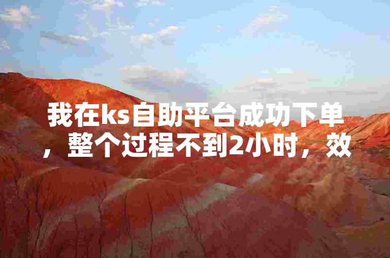 我在ks自助平台成功下单，整个过程不到2小时，效率极高。
