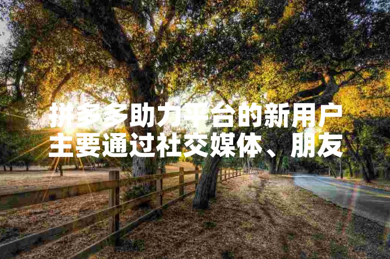 拼多多助力平台的新用户主要通过社交媒体、朋友推荐和在线广告等方式寻找。
