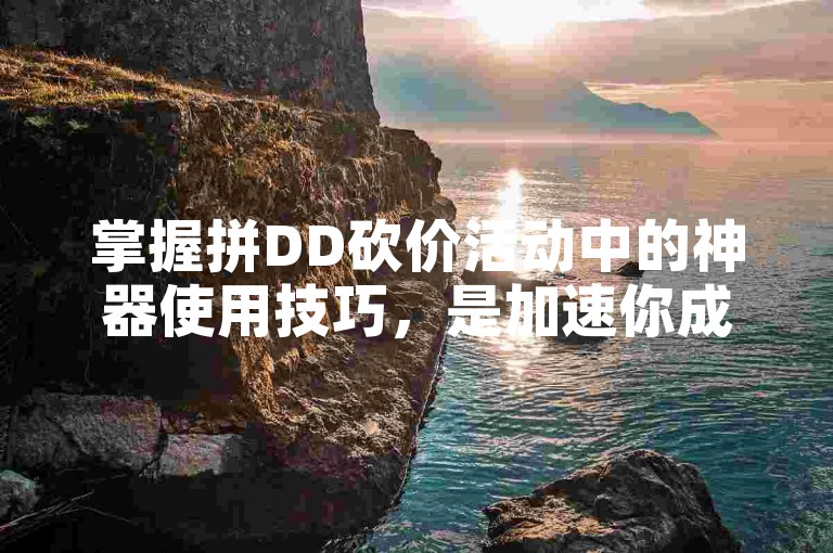 掌握拼DD砍价活动中的神器使用技巧，是加速你成功砍价进程的关键所在。