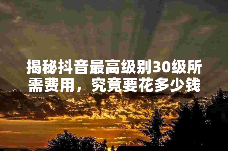 揭秘抖音最高级别30级所需费用，究竟要花多少钱才能达到抖音30级？2025年必知！