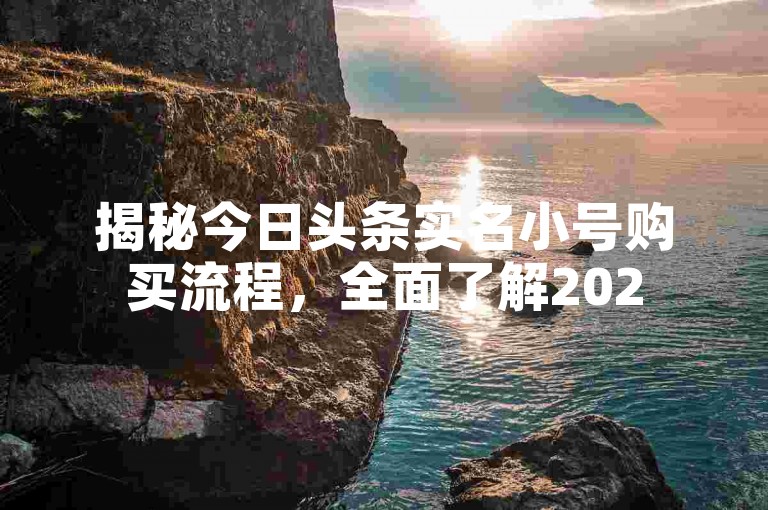 揭秘今日头条实名小号购买流程，全面了解2025年必备技巧！