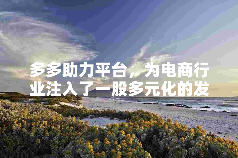 多多助力平台，为电商行业注入了一股多元化的发展动力。