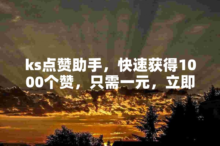 ks点赞助手，快速获得1000个赞，只需一元，立即体验。