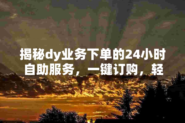 揭秘dy业务下单的24小时自助服务，一键订购，轻松便捷！