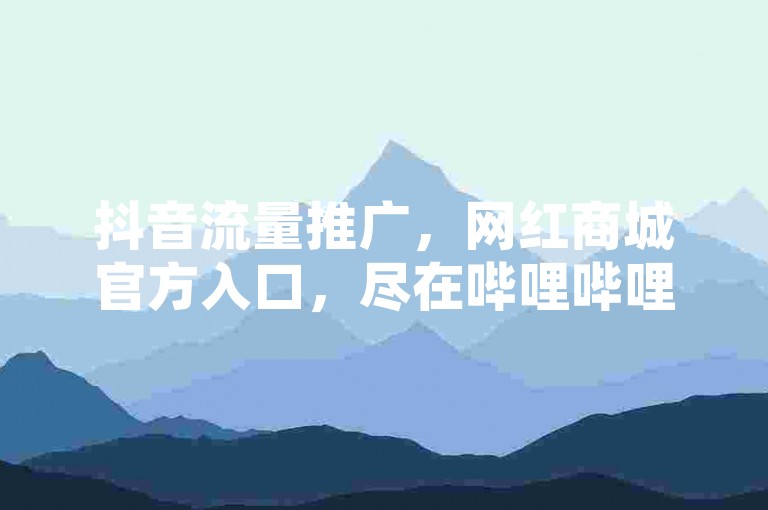 抖音流量推广，网红商城官方入口，尽在哔哩哔哩业务自助平台。