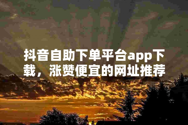 抖音自助下单平台app下载，涨赞便宜的网址推荐。