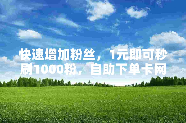 快速增加粉丝，1元即可秒刷1000粉，自助下单卡网让影响力瞬间升级。