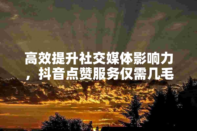 高效提升社交媒体影响力，抖音点赞服务仅需几毛钱，全天候自助下单 - 专业卡盟平台提供。