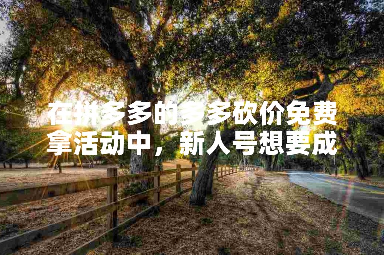 在拼多多的多多砍价免费拿活动中，新人号想要成功获取商品，关键在于积极邀请好友助力砍价。