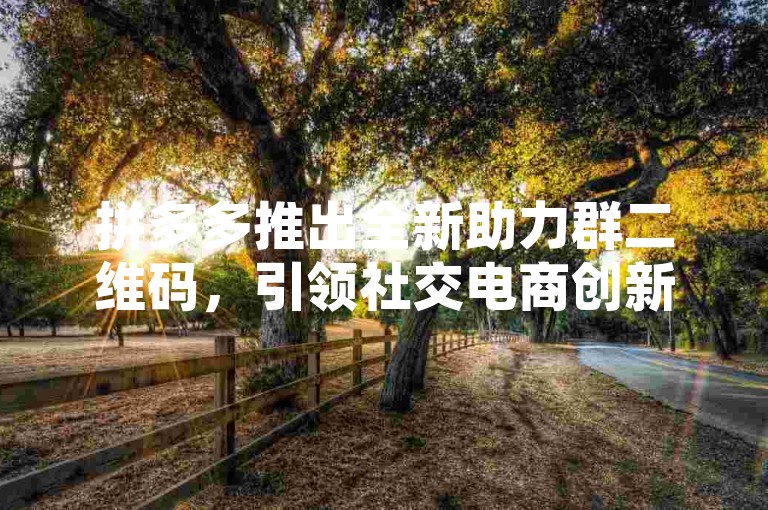 拼多多推出全新助力群二维码，引领社交电商创新潮流。