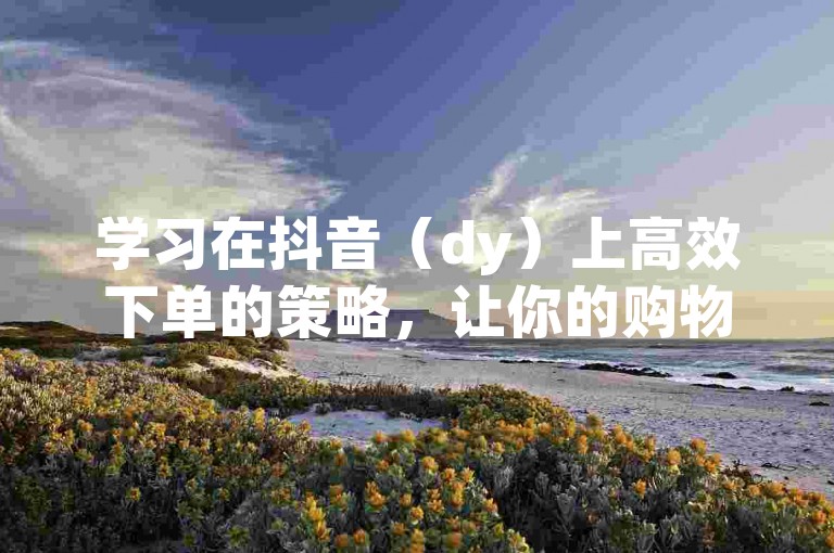 学习在抖音（dy）上高效下单的策略，让你的购物体验更加顺畅。