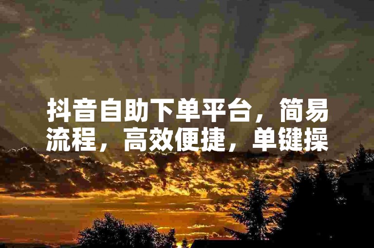 抖音自助下单平台，简易流程，高效便捷，单键操作省力省时。