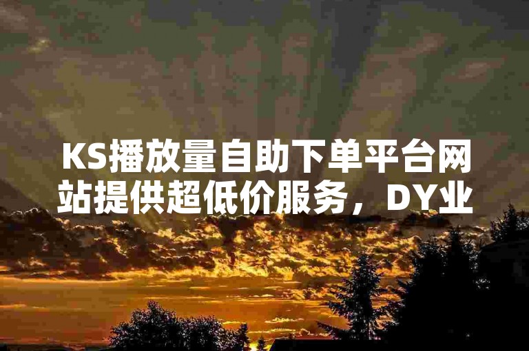 KS播放量自助下单平台网站提供超低价服务，DY业务平台亦推出低价自助功能。