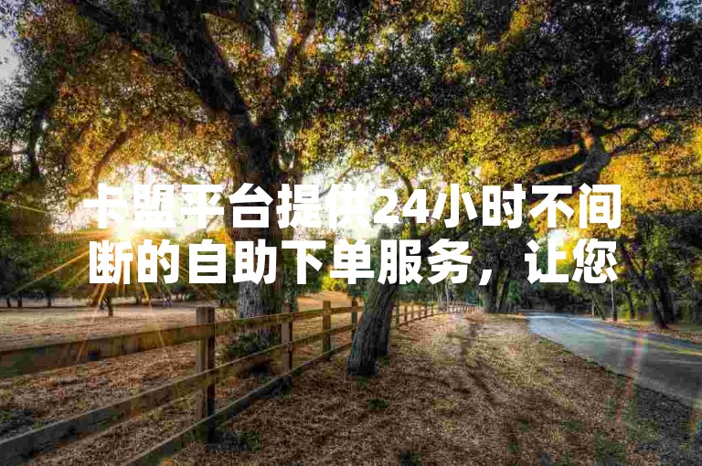 卡盟平台提供24小时不间断的自助下单服务，让您轻松选购所需商品。