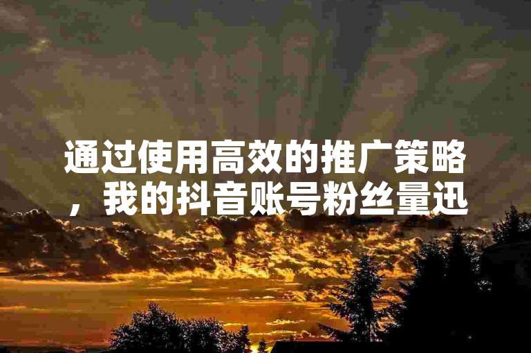 通过使用高效的推广策略，我的抖音账号粉丝量迅速增加了1000人。