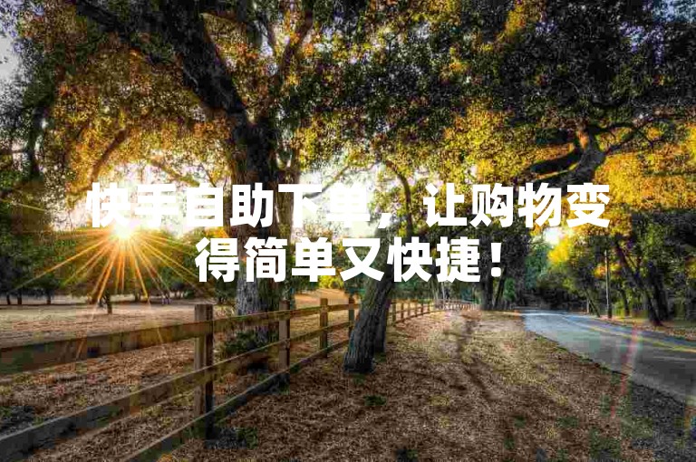 快手自助下单，让购物变得简单又快捷！