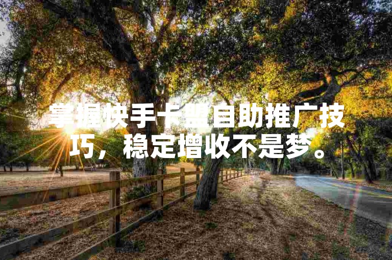 掌握快手卡盟自助推广技巧，稳定增收不是梦。