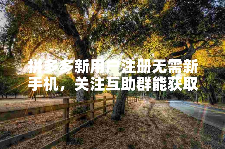 拼多多新用户注册无需新手机，关注互助群能获取更多帮助。