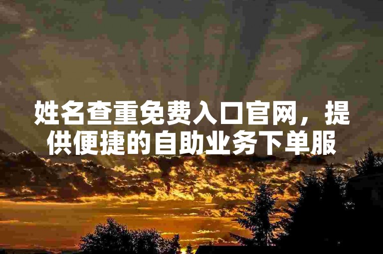姓名查重免费入口官网，提供便捷的自助业务下单服务。