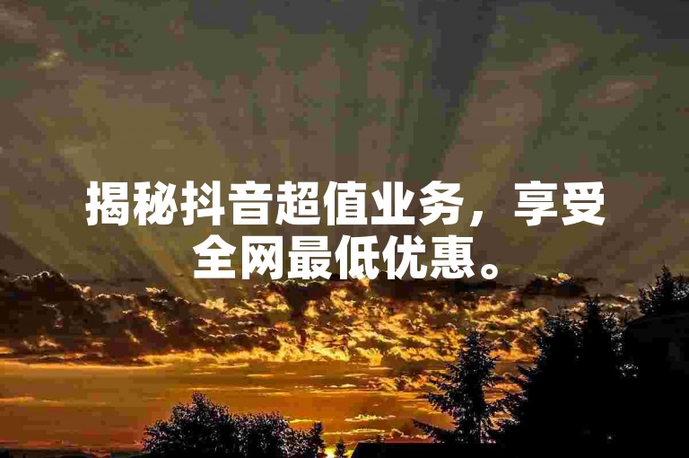 揭秘抖音超值业务，享受全网最低优惠。