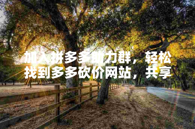 加入拼多多助力群，轻松找到多多砍价网站，共享优惠。