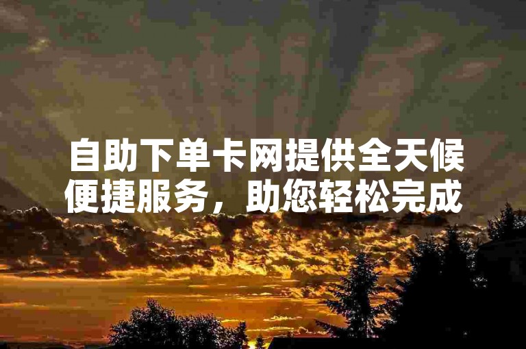 自助下单卡网提供全天候便捷服务，助您轻松完成各项任务。