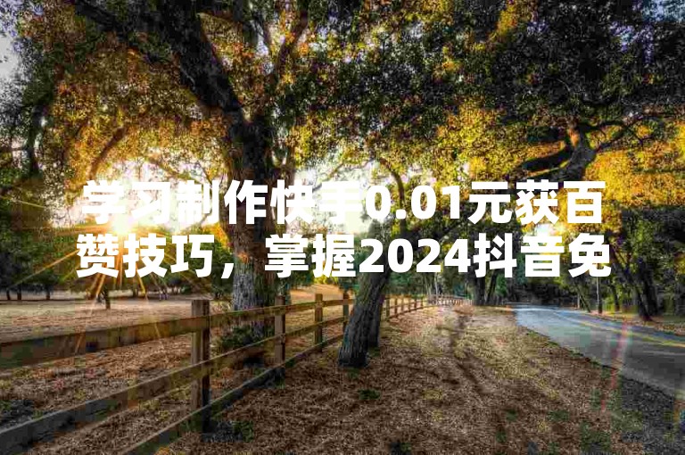学习制作快手0.01元获百赞技巧，掌握2024抖音免费黑科技。