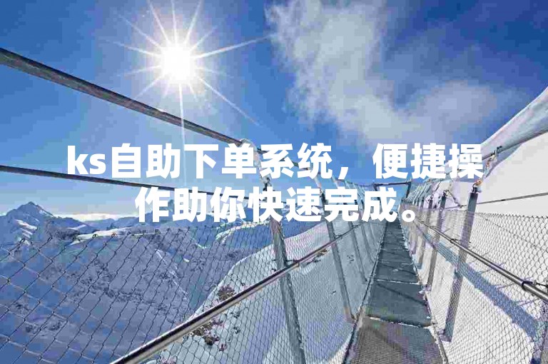 ks自助下单系统，便捷操作助你快速完成。