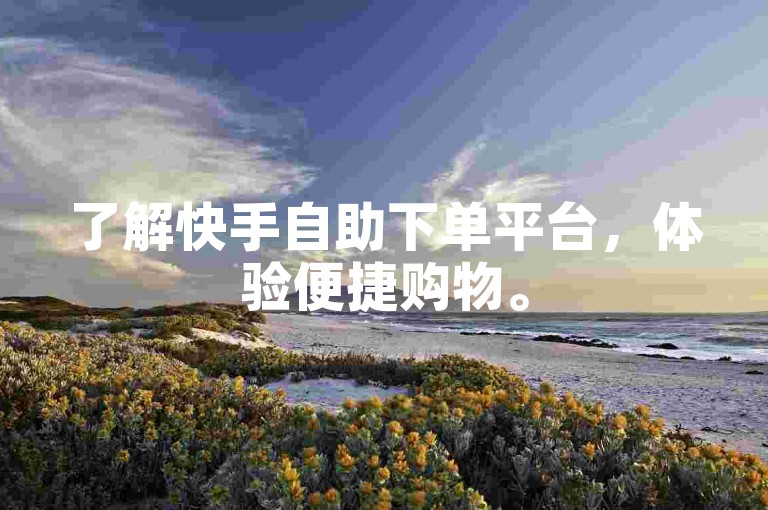 了解快手自助下单平台，体验便捷购物。