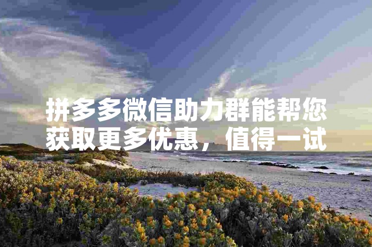 拼多多微信助力群能帮您获取更多优惠，值得一试。