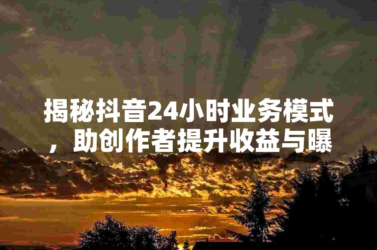 揭秘抖音24小时业务模式，助创作者提升收益与曝光。