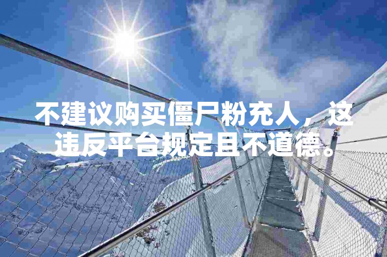 不建议购买僵尸粉充人，这违反平台规定且不道德。