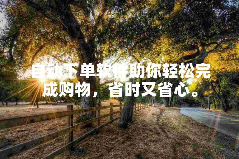 自动下单软件助你轻松完成购物，省时又省心。