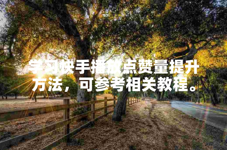 学习快手播放点赞量提升方法，可参考相关教程。