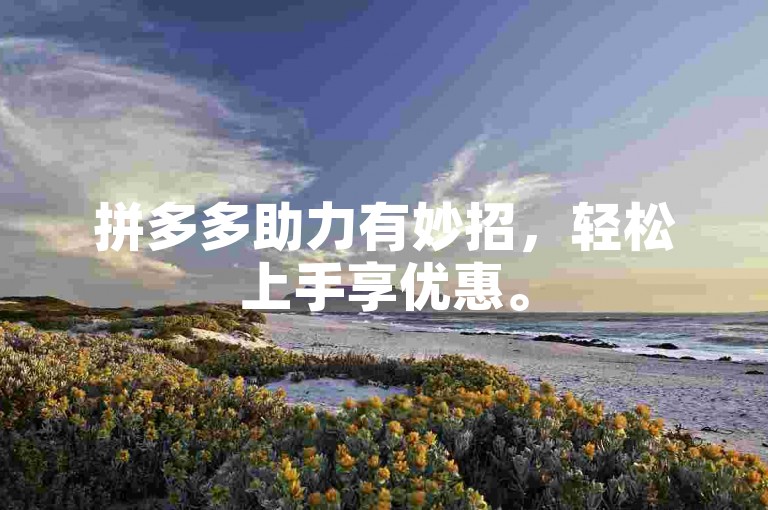 拼多多助力有妙招，轻松上手享优惠。