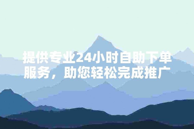 提供专业24小时自助下单服务，助您轻松完成推广需求。