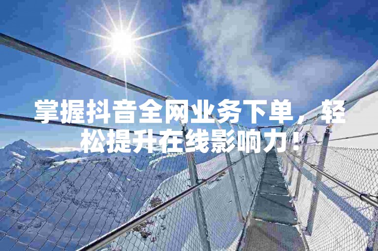 掌握抖音全网业务下单，轻松提升在线影响力！