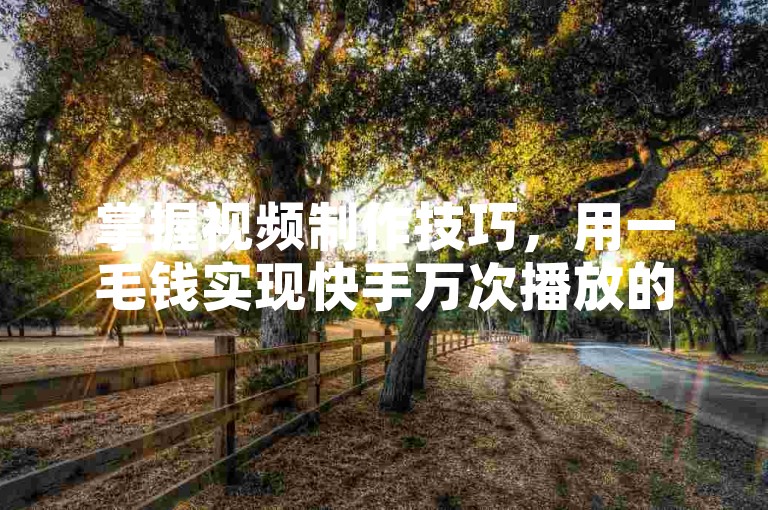 掌握视频制作技巧，用一毛钱实现快手万次播放的创业秘诀！
