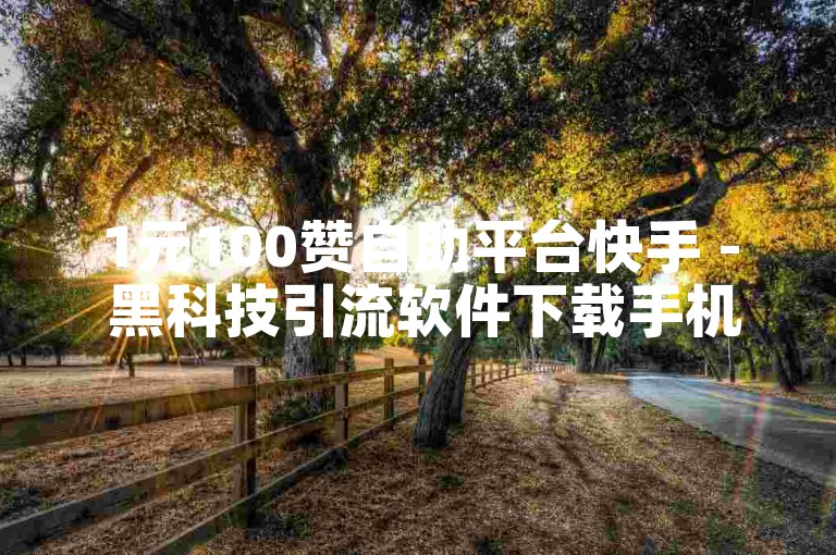 1元100赞自助平台快手 - 黑科技引流软件下载手机版