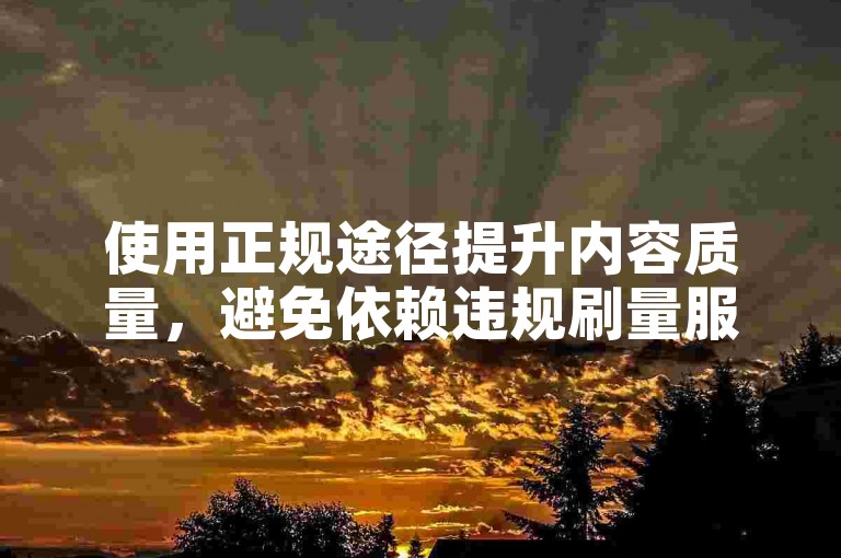 使用正规途径提升内容质量，避免依赖违规刷量服务。